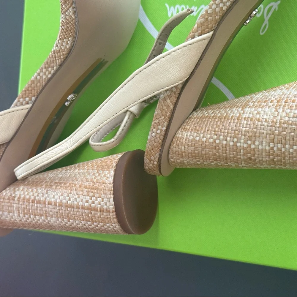 Brand New Sam Edelman Kia Wheat Leather Sandals with Cylindrical Heel Size 7 - Picture 6 of 6